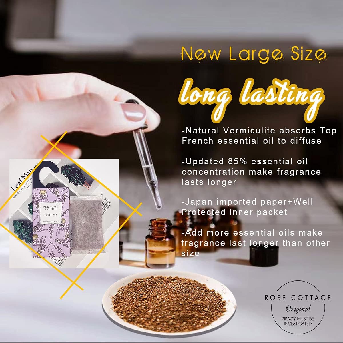 Large 12 Packs Rose Hanging Closet Deodorizer Air Freshener Long Lasting Scented Sachets Smell Goods for House