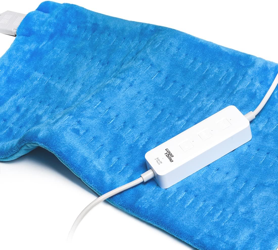 Heating Pad Electric Fast-Heating for Back/Waist/Abdomen/Shoulder/Neck Pain and Cramps Relief - Moist and Dry Heat Therapy with Auto-Off 12"x24" Hot Heated Pad by GOQOTOMO-HF-B(Blue)