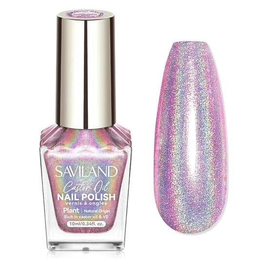 SAVILAND Holographic Nail Polish Pink: Metallic Chrome Nail Polish Air Dry Fast,10 ml/0.34 oz High Glossy Shimmer Glitter Nail Pigment Oil-based Fingernail Polish for Salon DIY Home for Women