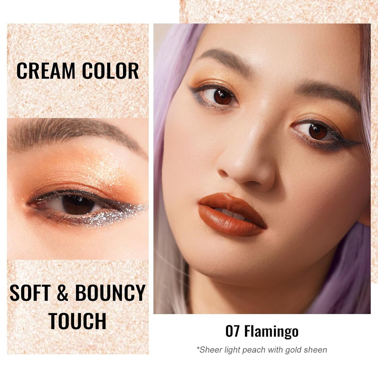 Oulac Cream Eyeshadow also for Highlighter Large Capacity Highly Pigmented Eye Shadow Waterproof &Long Lasting with Moisturizing Formula 07