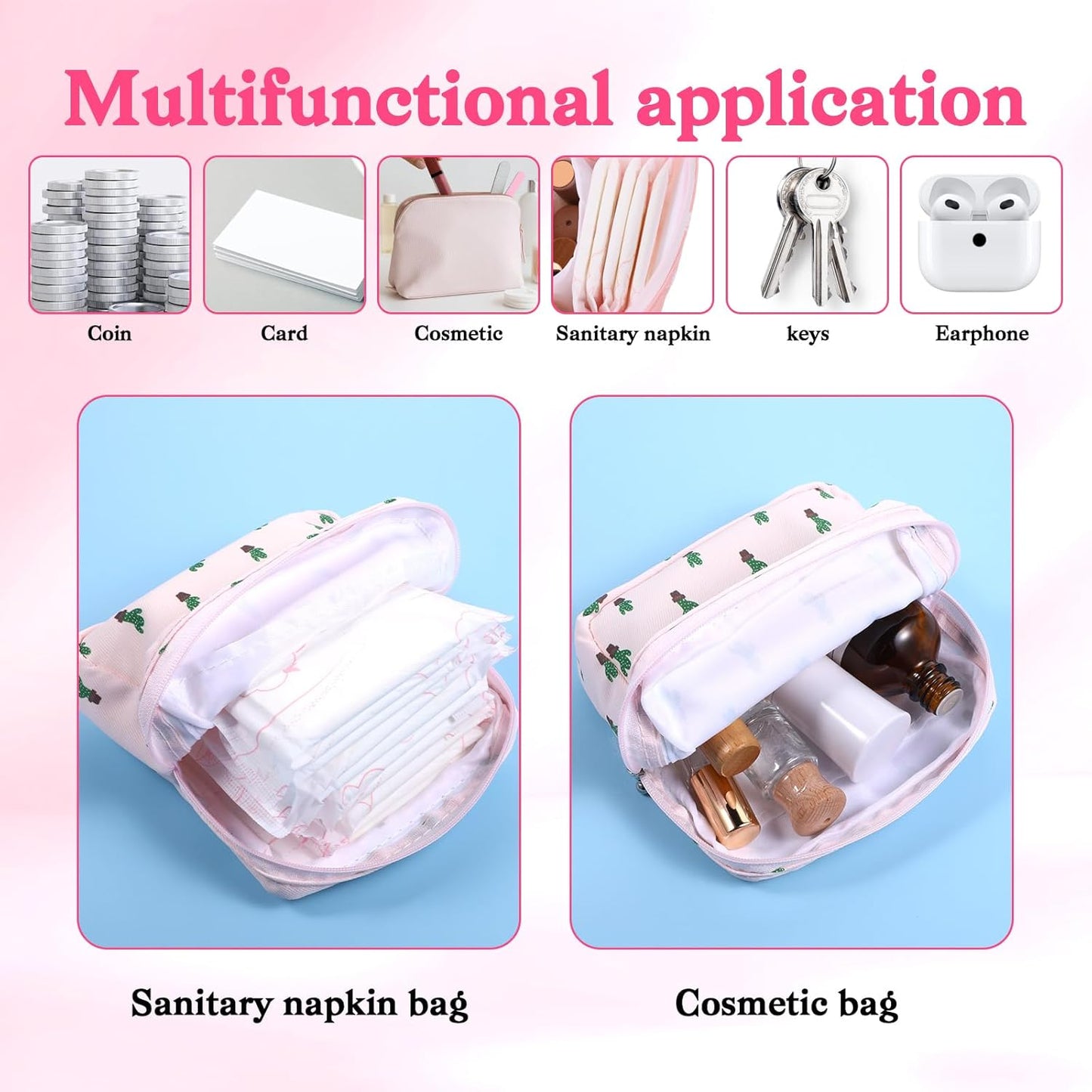 3 Pcs Sanitary Napkin Storage Bag, Portable Period Bags for Women Reusable Pad Bag for Period Feminine Product Bags for Pads Sanitary Napkins Tampons Panty Liners Storage