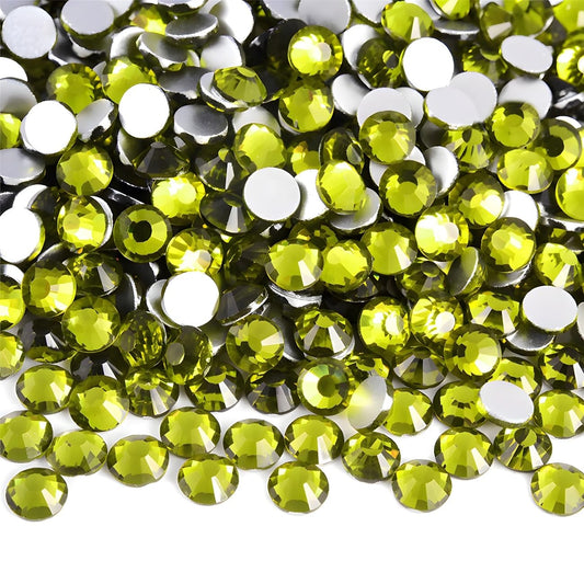 Flatback Rhinestones Round Gems for Nails Art and Crafts 2000Pcs SS16 4mm Glitter Crystals Stone DIY Bags Clothes Shoes (Olive Green)