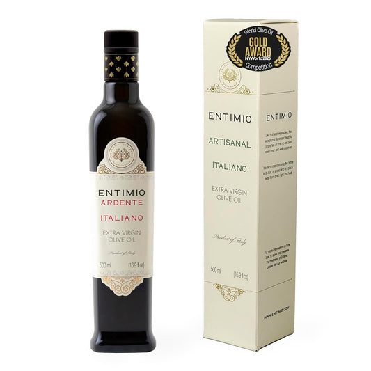 Entimio Ardente +600 mg/kg Polyphenol Rich Organic Extra Virgin Olive Oil, New 2024-2025 Early Harvest Italian Olive Oil from Sicily, Italy, 2025 Gold Winner, Cold Extracted, Lab Tested - 16.9 fl oz