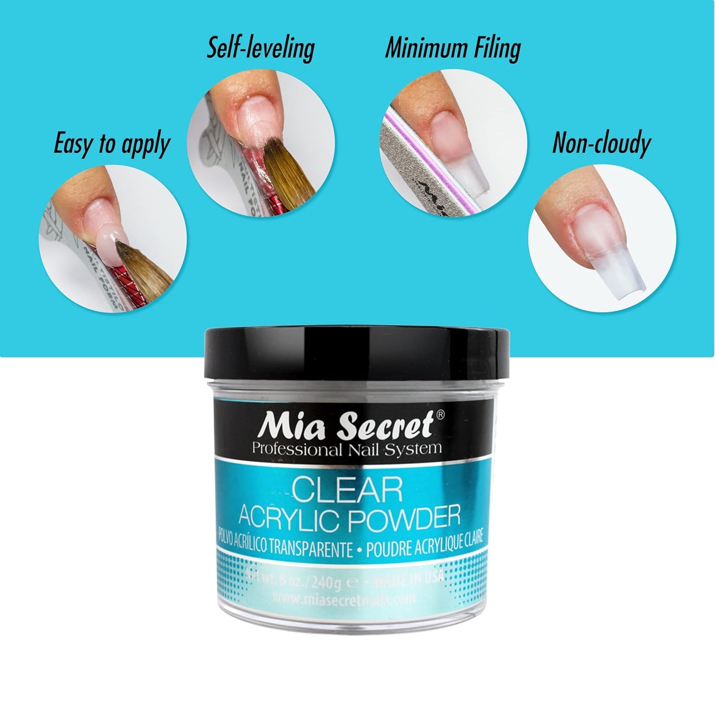 Mia Secret Clear Acrylic Powder (8oz)