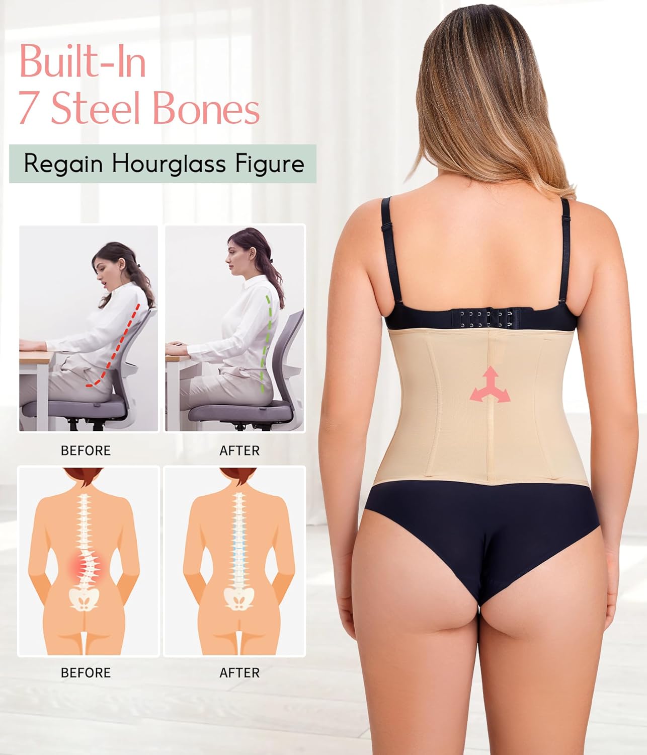 MERYOSZ Waist Trainer Corset Zipper Tummy Control Shapewear Breathable Waist Cincher for Women Body Shaper Sport Girdle