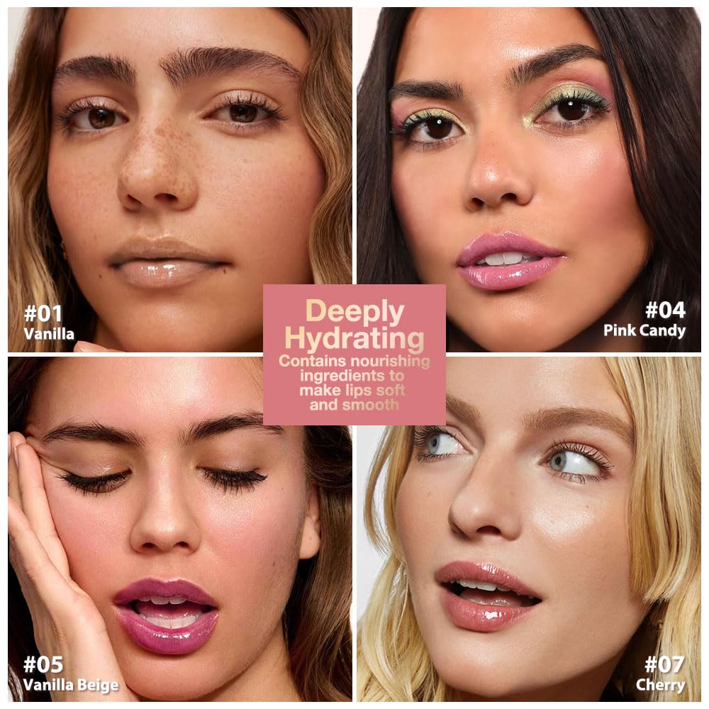 Lip Butter Balm, Cherry Flavor, Ultra-Hydrating with Natural Ingredients, 4-Pack (Set04（01#+04#+05#+07#）, 4Pcs (Pack of 1))