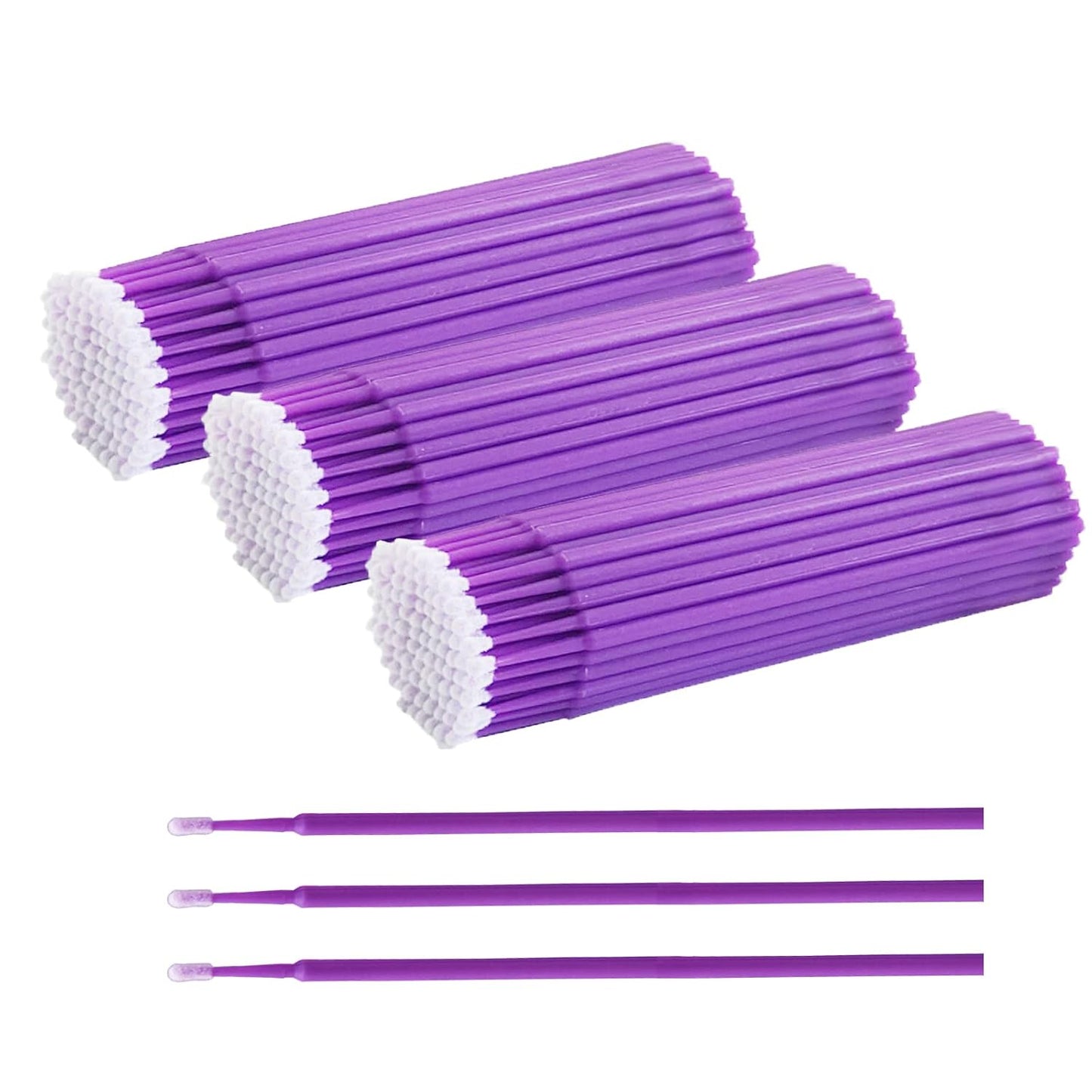 1200PCS Microswabs for Eyelash Extensions，Disposable Micro Applicators Brush for Cleaning and Applying Make-up Purple (Head Diameter: 2.0mm)