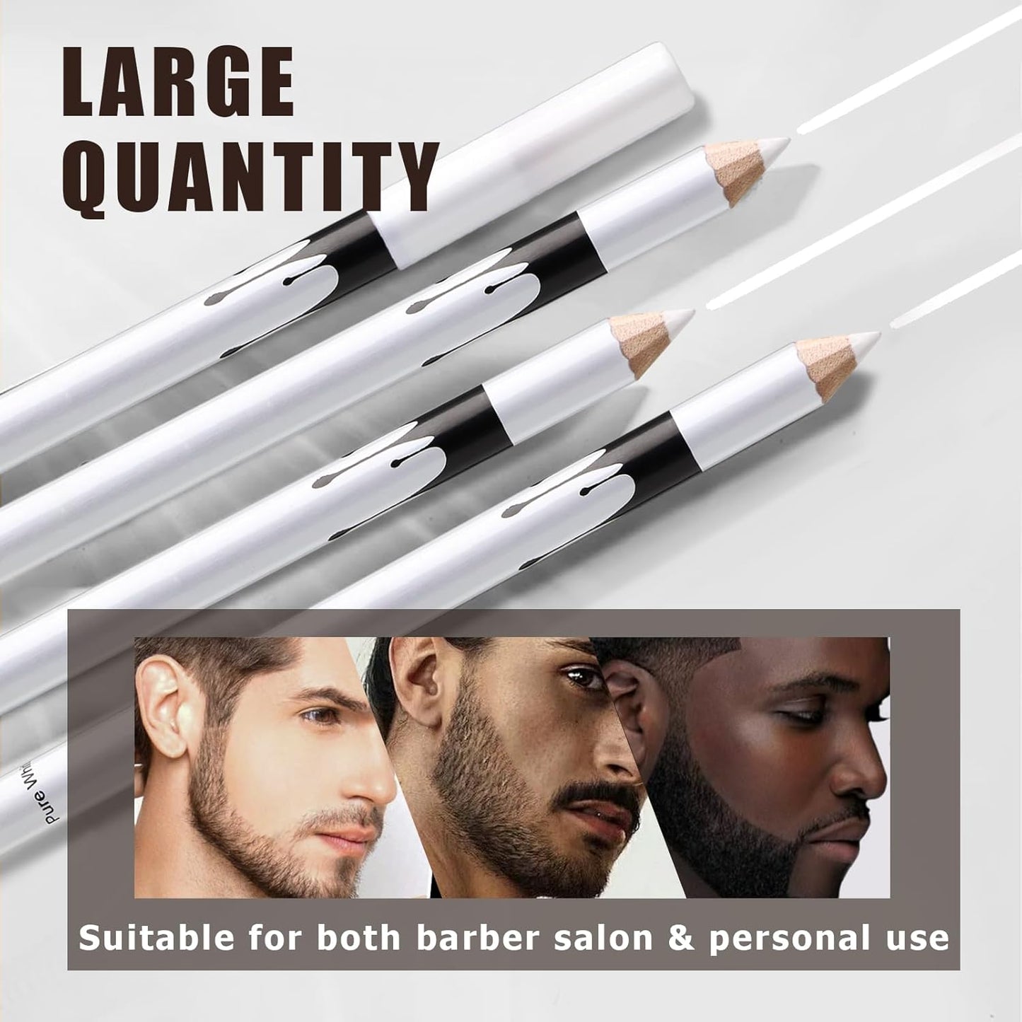 12Pcs White Barber Pencil Set Magic Hairline Pencils for Lineup Beard Shaping Guide Pen with Sharpener Barber Chalk for Men Hair Makeup Design