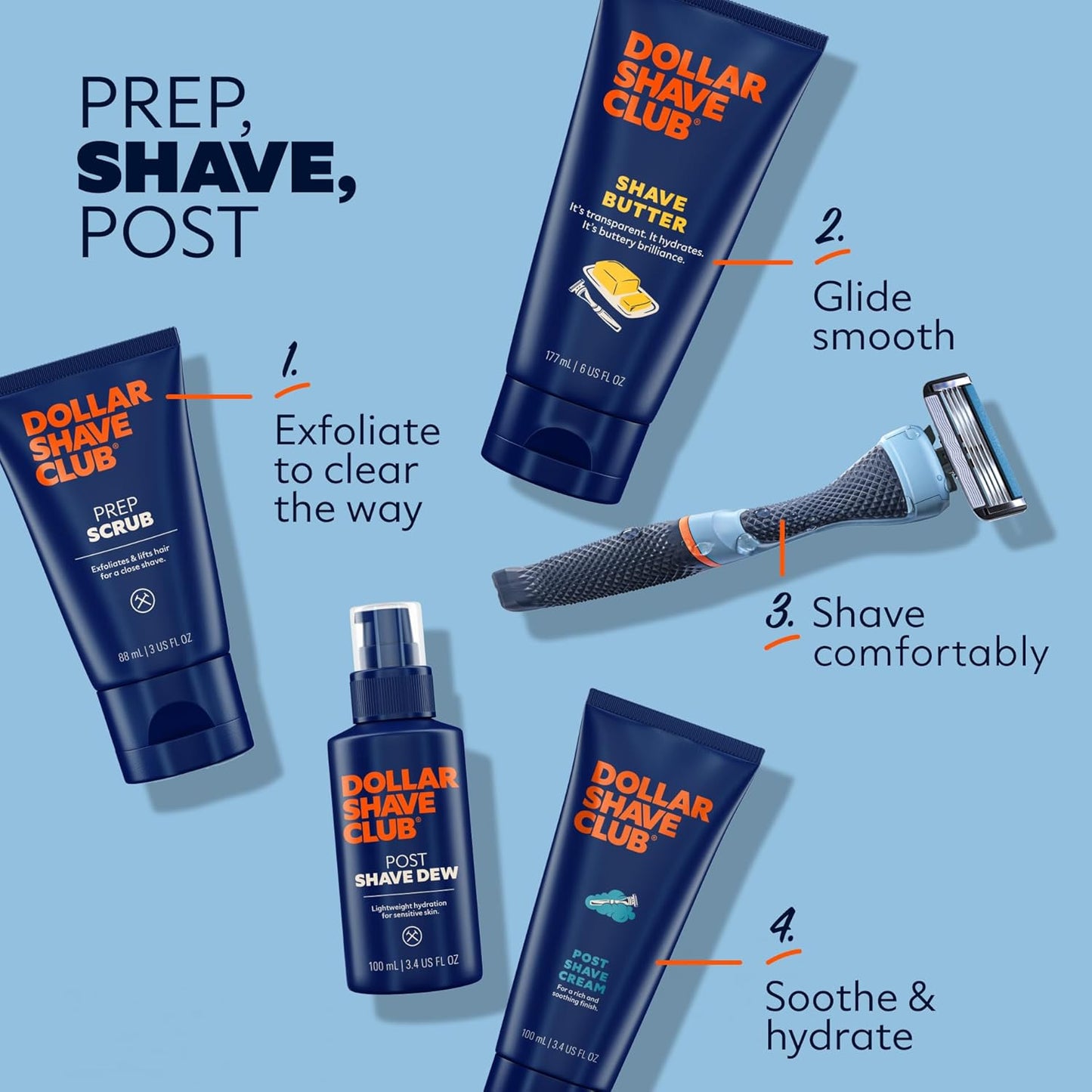 Dollar Shave Club | Shave Butter 2-Pack | For Sensitive Skin, A Translucent Shaving Cream & Gel Alternative, Designed For A Gentle Glide, Helps To Fight Razor Bumps and Ingrown Hairs, Blue