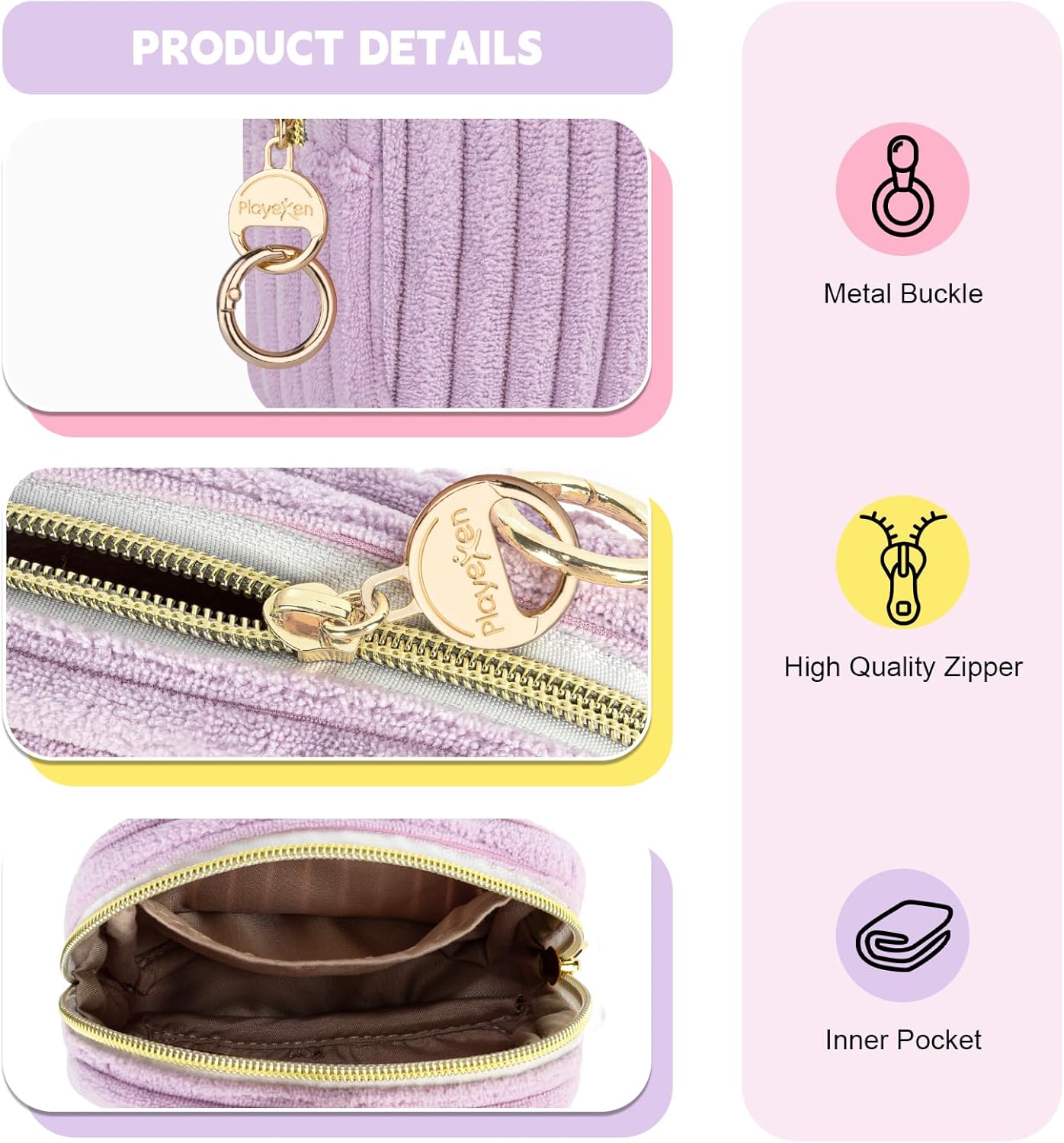 Period Bag for Teen Girls, Corduroy Sanitary Napkin Storage Bag, Fluffy Menstrual Pad PouchTampon Holder for Purse (Purple)