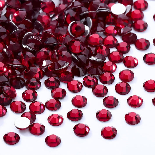 Siam Flatback Rhinestones, Glass Rhinestones for Nail Art and Craft, Glue Fix, Loose Crystal Gemstones(Siam, SS30, 288pcs, 6.4-6.6mm)