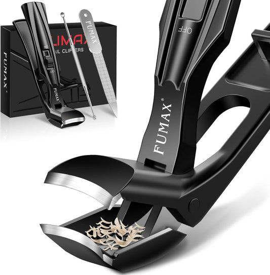 Toenail Clippers for Thick Toenails for Seniors, Large Angled Toe Nail Clippers for Men Thick Nails with Wide Jaw Opening, Heavy Duty No Splash Nail Clippers with Catcher Gifts for Men & Women