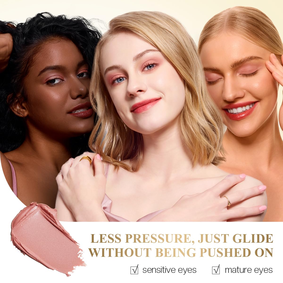 Eyeshadow Makeup Stick, Cream Shimmer, Eyeshadow Highlighter Makeup Eye Brightener Pencil Sticks Cosmetics, with Built-in Brush and Sharpener