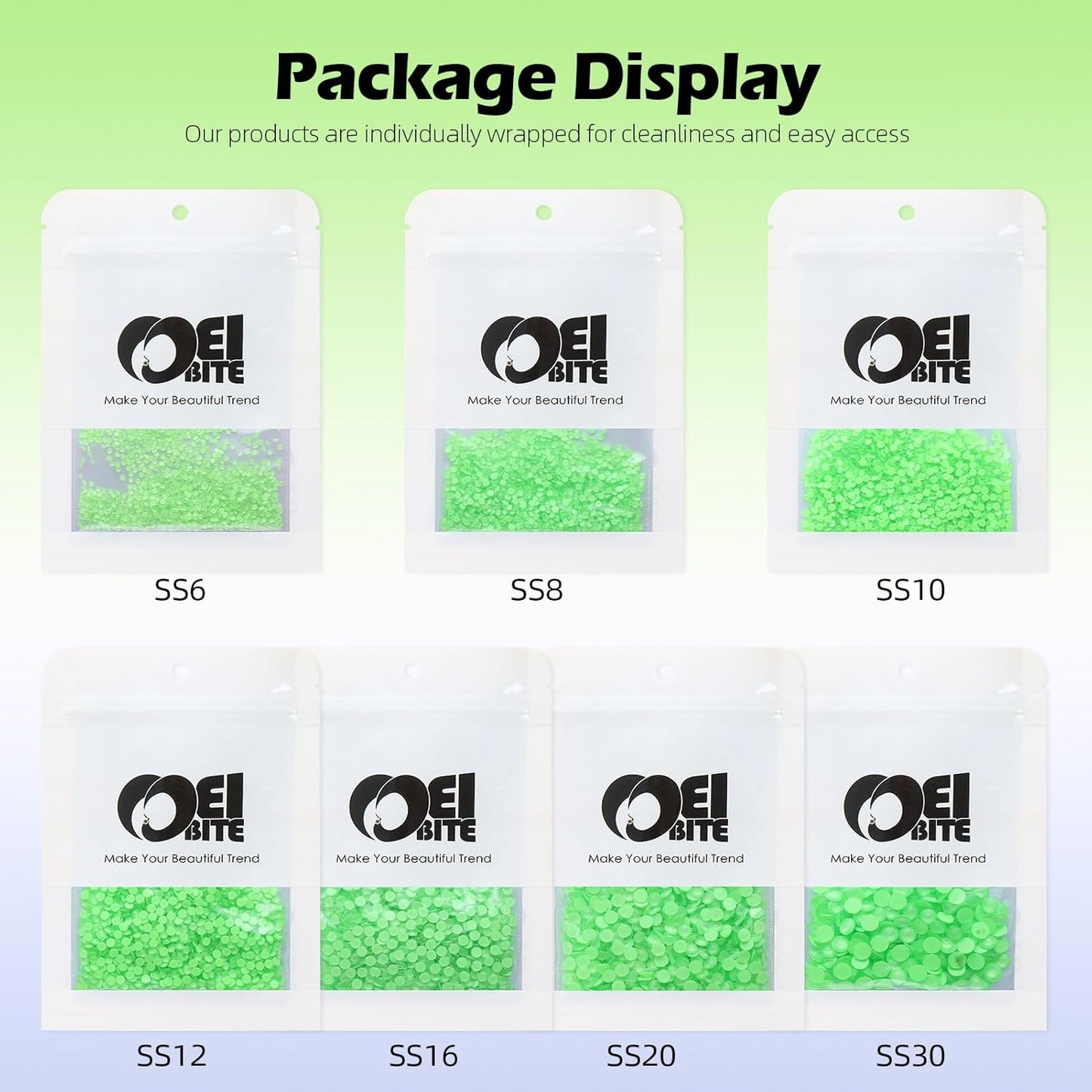 Mocha Lt.Green Flatback Rhinestones, Glass Rhinestones for Nail Art and Craft, Glue Fix, Loose Crystal Gemstones(Mocha Lt.Green, SS16, 1440pcs, 3.8-4.0mm)