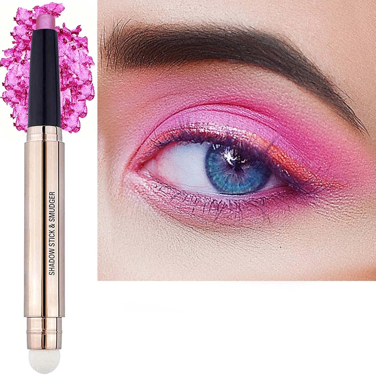 Pink Eyeshadow Stick, Cream Smooth Shimmer hot pink light palette Eye shadow Pencil Hypoallergenic Waterproof Long Lasting Eye shadow Highlighter Stick Eyeliner Pen Korean Cute Eye Makeup