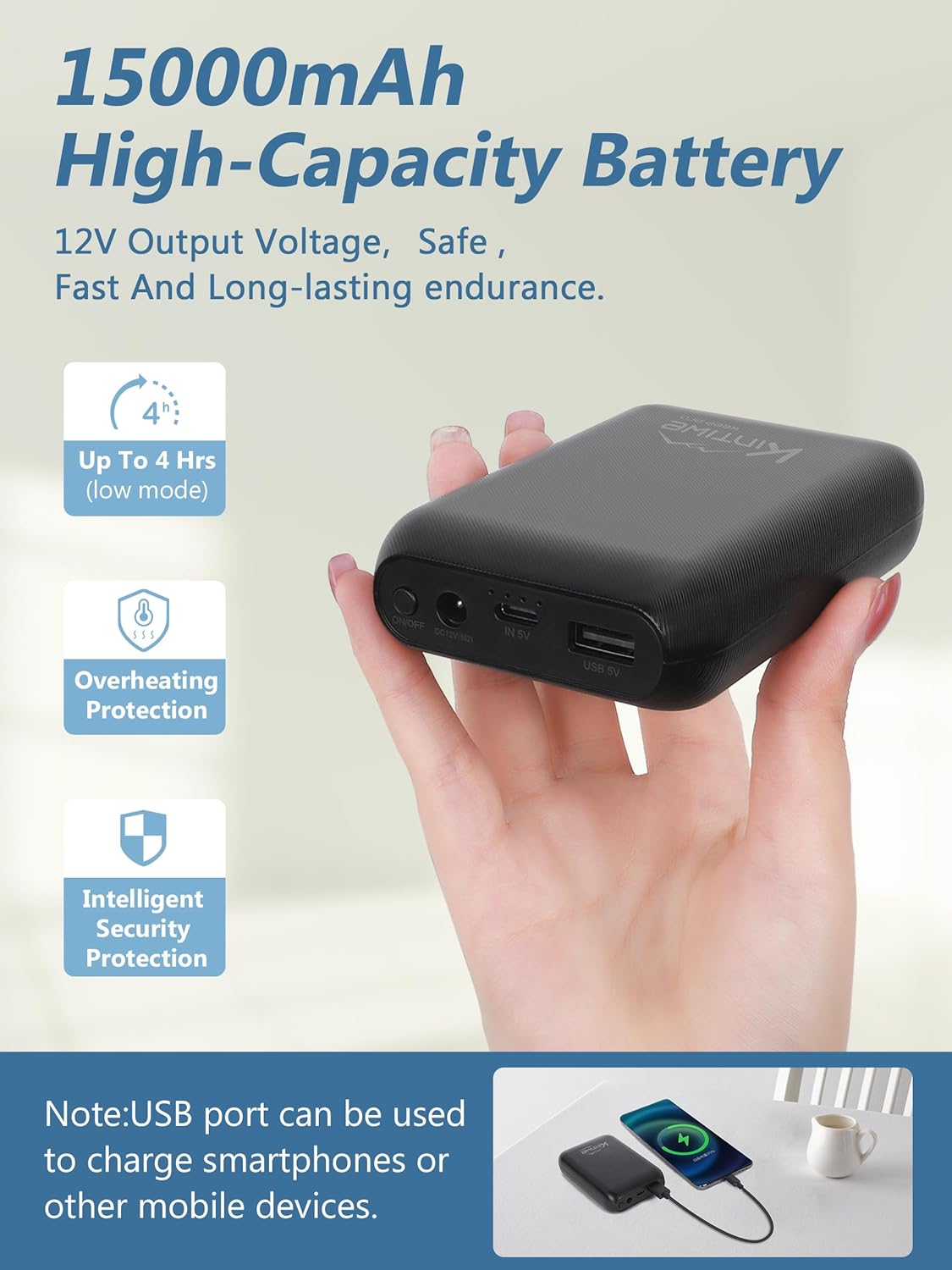 Heating Pad for Neck and Shoulders and Back with Battery,12V Heated Pad with Vibration Massager and 3 Heating Modes,Portable Weighted Electric Heat Pad,16.5'' x 23.2''