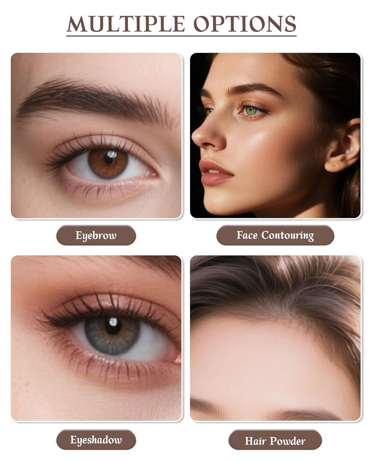 Waterproof Eyebrow Powder Kit - 3 Colors Long-Lasting Brow Powder Palette with Brush Razor & Stencil, Natural Tinting Powder for Women Sparse Brows | #01 Skin, Light Brown, Dark Brown