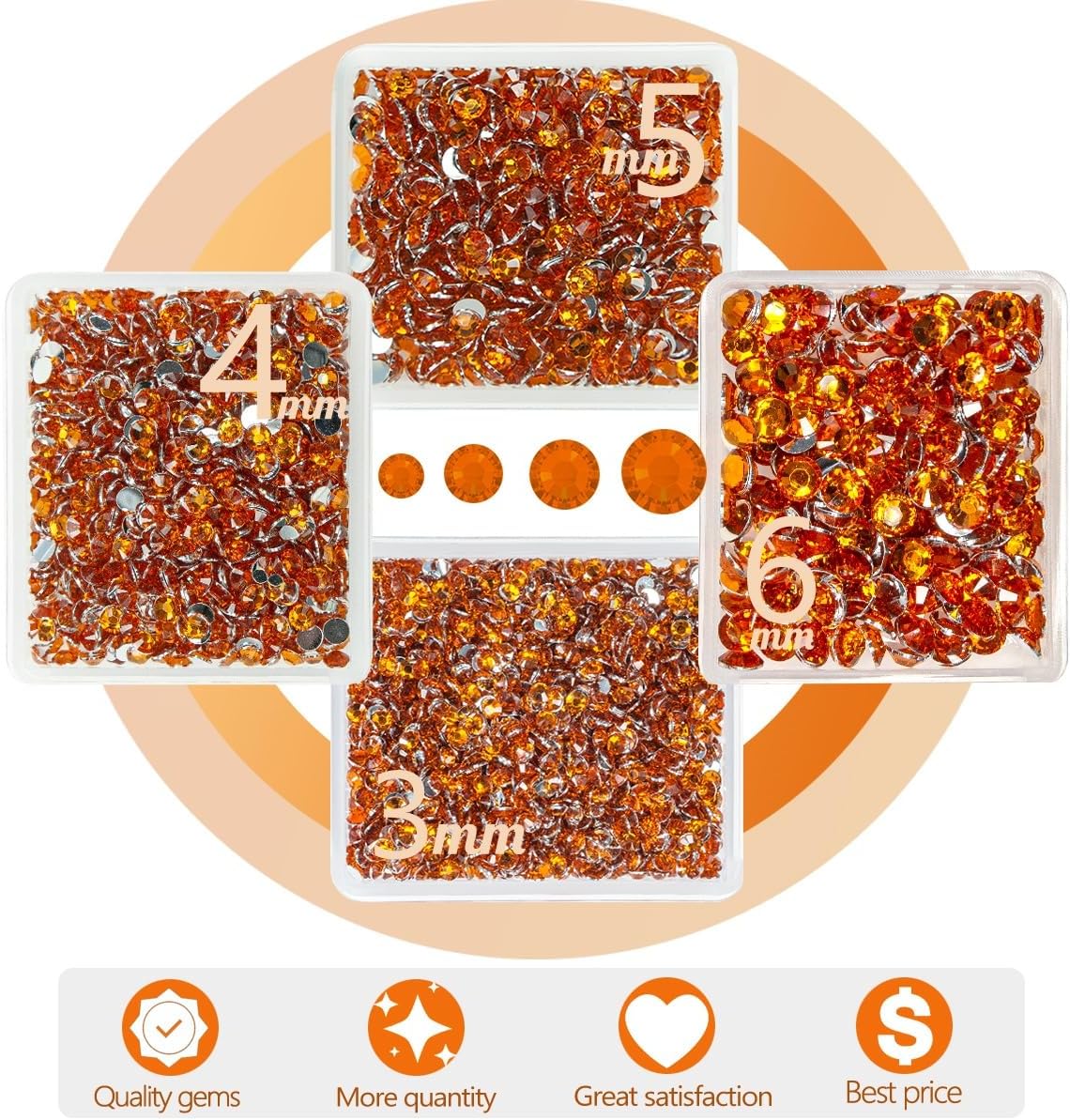 Orange Crystal Resin Rhinestones w B7000 Jewelry Glue for Bedazzling Crafting Orange Red Flatback Stones 3mm 4mm 5mm 6mm Diamonds Crystals Gems Charms for Nails Face Eyes Makeup Tumblers Crafts