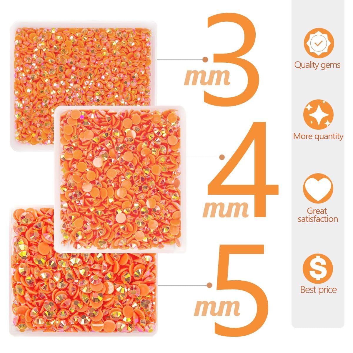 Neon Orange AB Resin Rhinestones for Crafting 3mm 4mm 5mm Orange Red Flatback Jelly Stones SS10 SS16 SS20 Diamonds Gems Charms for Nails Face Eyes Makeup Tumblers Bottles Crafts Clothes Shoes
