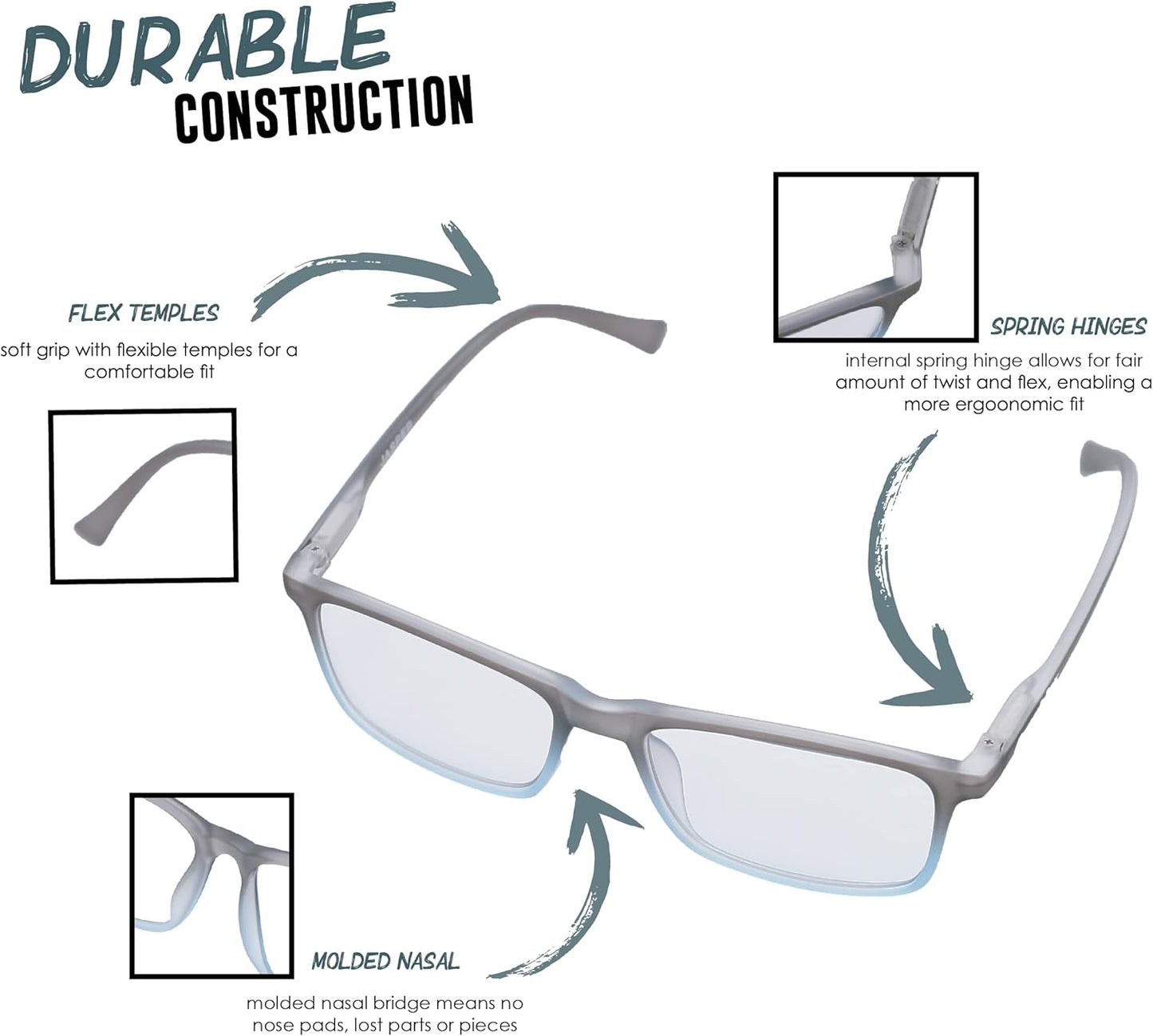 Croakies Petra Photochromic Progressive Eyewear | UV400 Sunglass for Outdoor | Bluelight Eyeglass for HEV Devices | Bundle