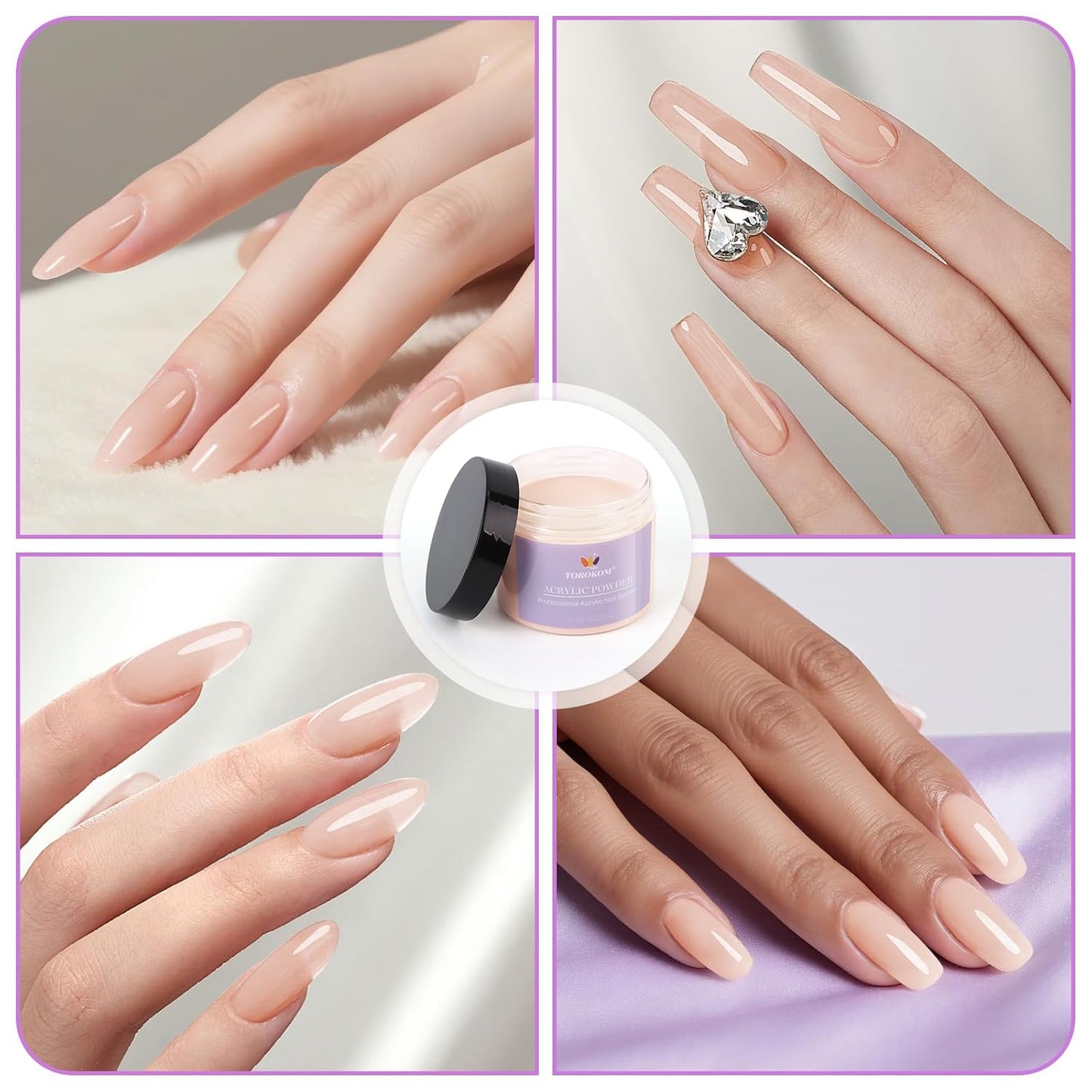 TOROKOM Nude Acrylic Powder, 120g/4.23oz Acrylic Nail Powder Large Capacity Acrylic Dip Powder for Nails Self-Leveling Acrylic Extension Powders, 3D Nail Carving, Long-Lasting, No Nails Lamp Required