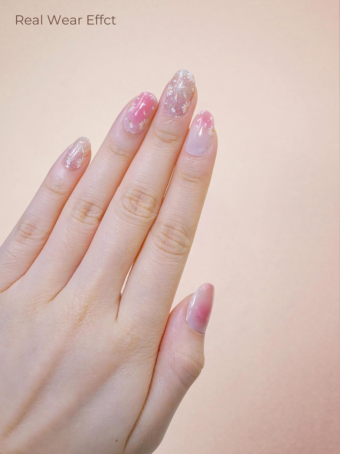 Pre Cured Gel Nail Strips - 44PCS Salon Quality Gel Nail Stickers - Long Lasting Polish Wraps for Women no UV Light Needed Easy Apply& Remove (PetalPink)