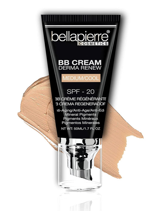 Bellapierre BB Cream SPF 20 – Mineral Sunscreen & Liquid Foundation, Lightweight Face Moisturizer with Buildable Coverage, Matte Finish, Non-Toxic, Paraben-Free, Cruelty-Free – 1.7 oz - Medium Cool