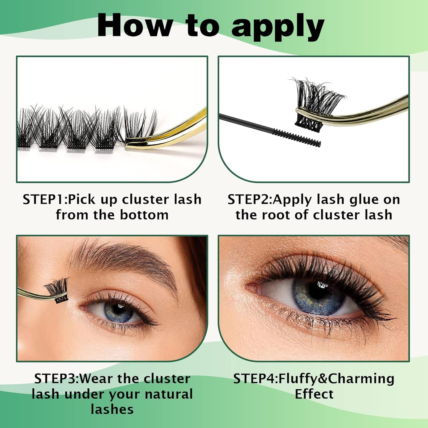 Lash Clusters 96pcs Individual Lashes Y03 D Curl 14mm Cluster Lashes KEYYOU Volume Wispy Lash Extension Soft&Comfortable Easy DIY at Home(Y03 D-14mm)