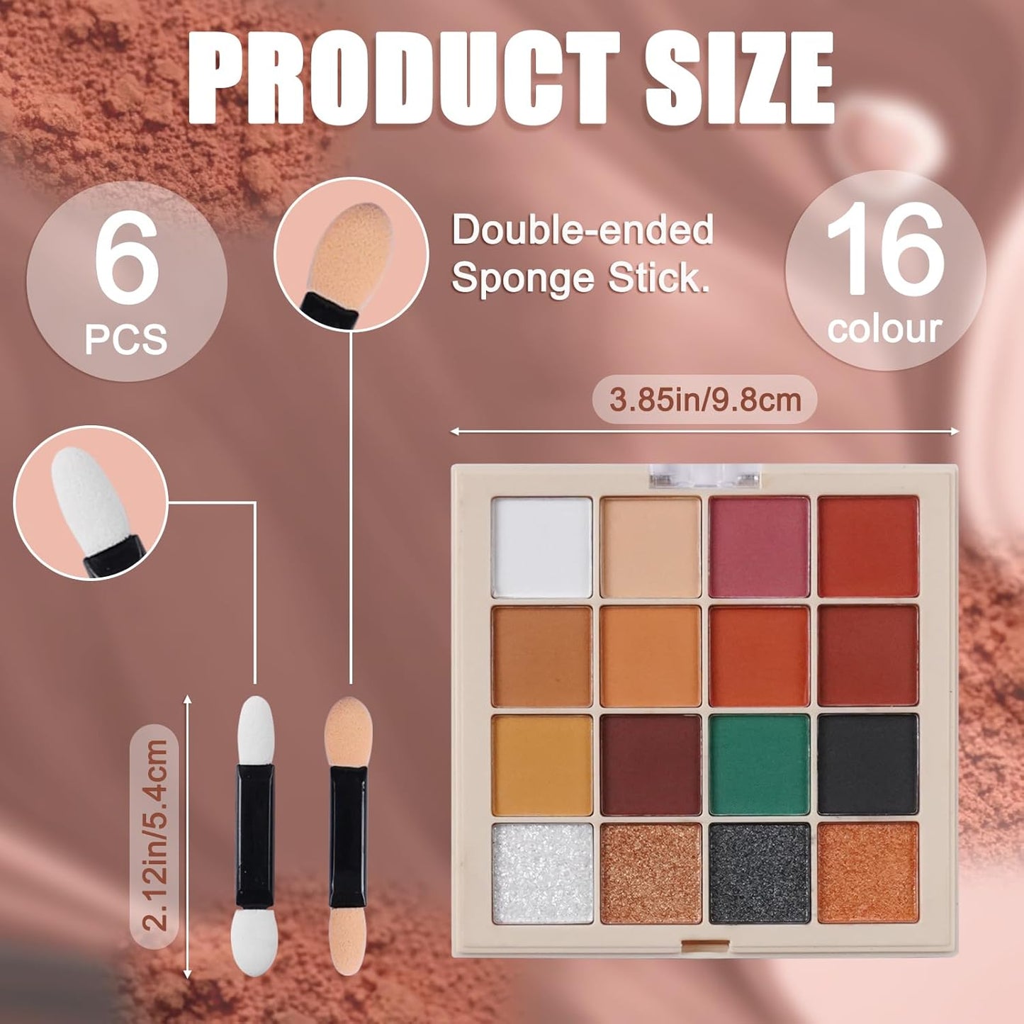 Nail Pigment Powder Palette, 16 Colors Orange Brown Fall Collection Solid Pigment Powder for Autumn Nails Set Pigmentos para Uñas, Nail Art Palette Manicure DIY Accessories