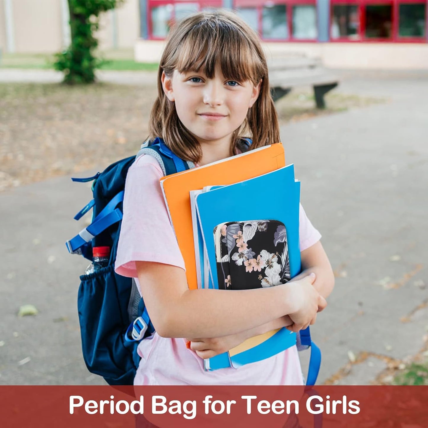 Desing Wish Sanitary Pad Storage Bag Portable Period Bag for Teen Pads/Sanitary Napkins/Small Tampons, Sanitary Napkin Storage Bag First Period Gifts for Teen Girls (Flower)