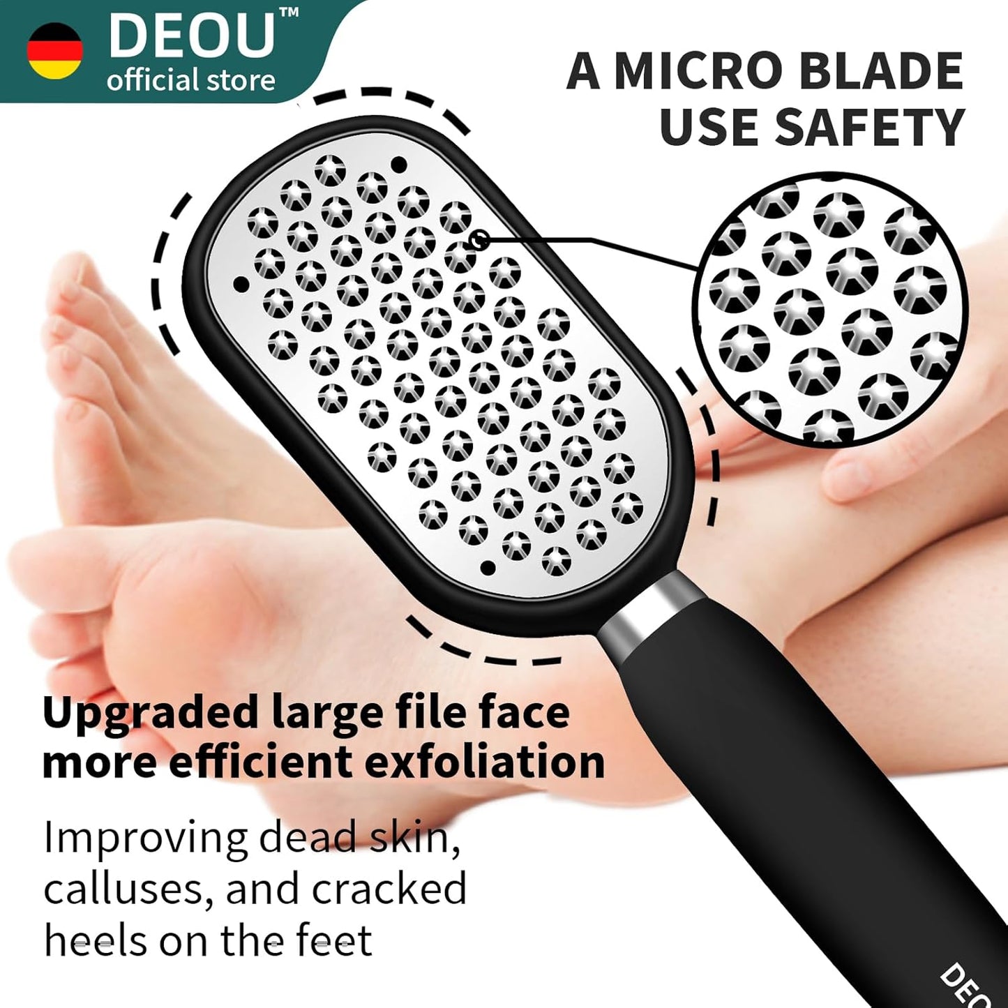 Metal Foot File SStainless Dead Skin Callus Remover for Dead Skin Professional Secure Foot Scrubber Heel Scraper Cracked Heels Repair Pedicure Tools for feet