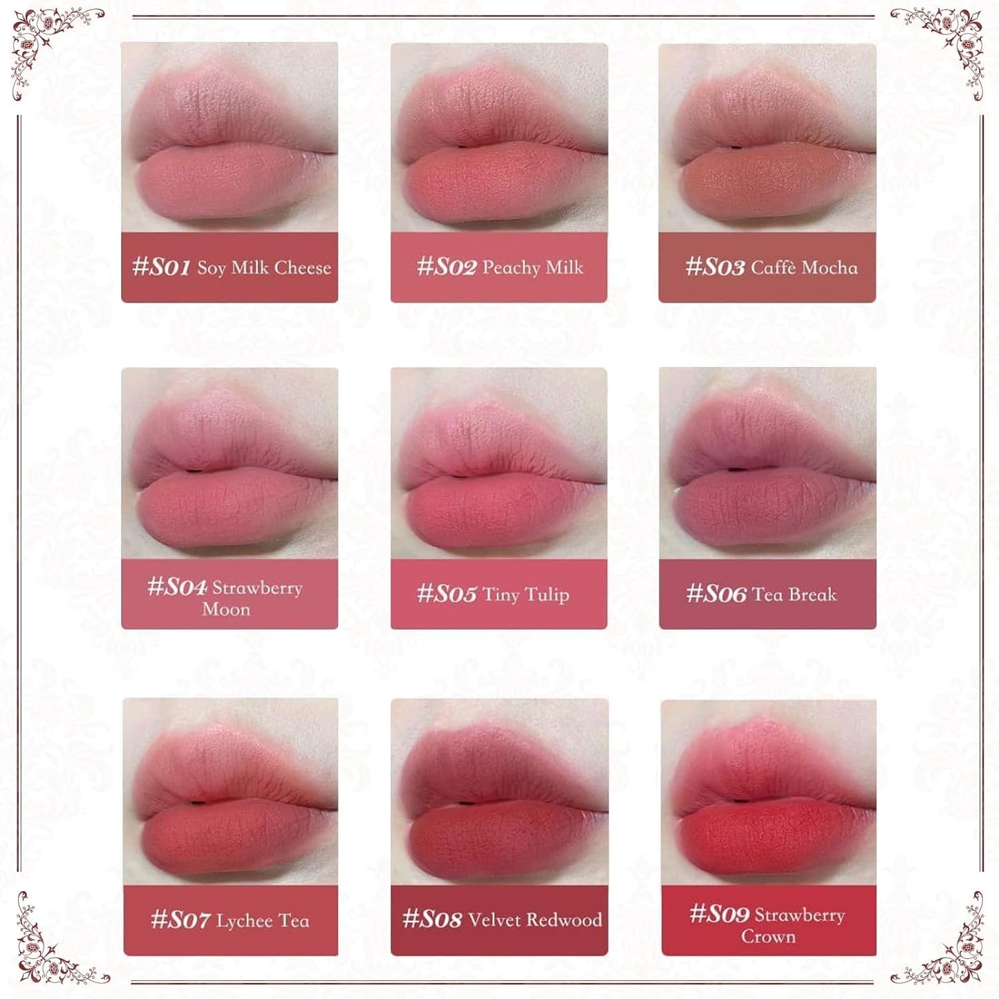 Flower Knows Strawberry Rococo Cloud Lip Cream,Velvety Matte Liquid Lipstick,Nude Lipstick,Long Lasting Lip Stain,Kiss-proof Blurred Lipstick for Girls&Women,0.12 Fl Oz(S03 Caffe Mocha)