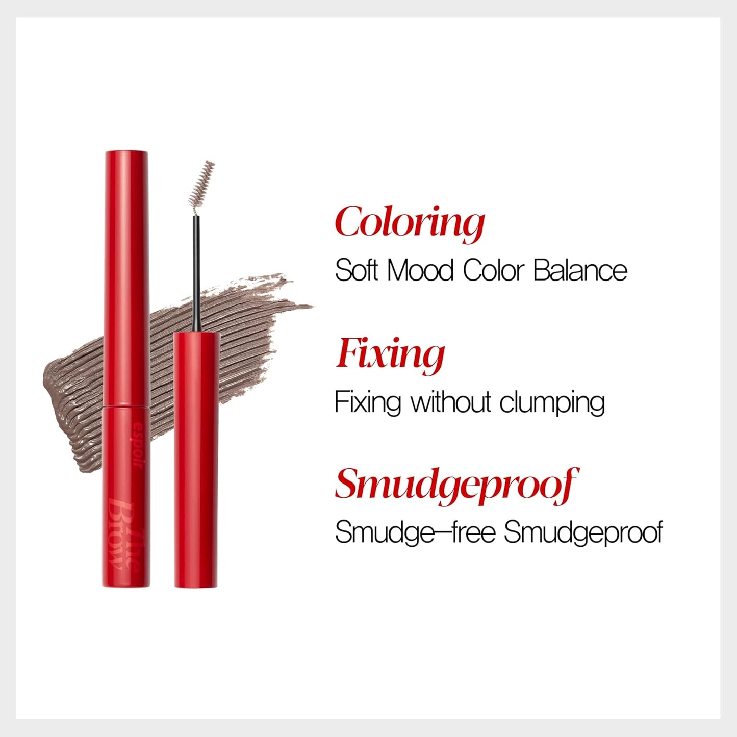 Espoir The Brow Color Fixing Cara #3 Cool Gray 0.1 fl oz | Easy Fixing without Clumping with Skinny Brush | Long Lasting Smudgeproof Eyebrow Mascara | Soft Mood Coloring Tinted Gel | Korean Eye Makeup