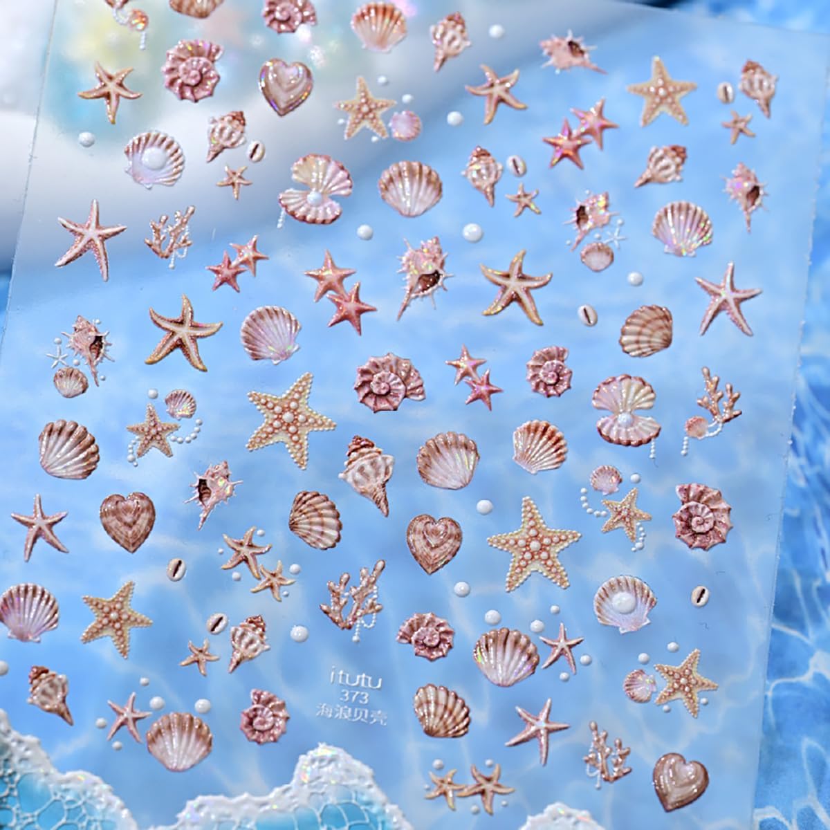 3 Sheets 5D Embossed Summer Nail Stickers for Nail Art Beach Nail Art Stickers Self-Adhesive Colorful Starfish Jellyfish Shell Sea Turtle Coconut Tree Designs Ocean Nail Decals for Women Acrylic Nails