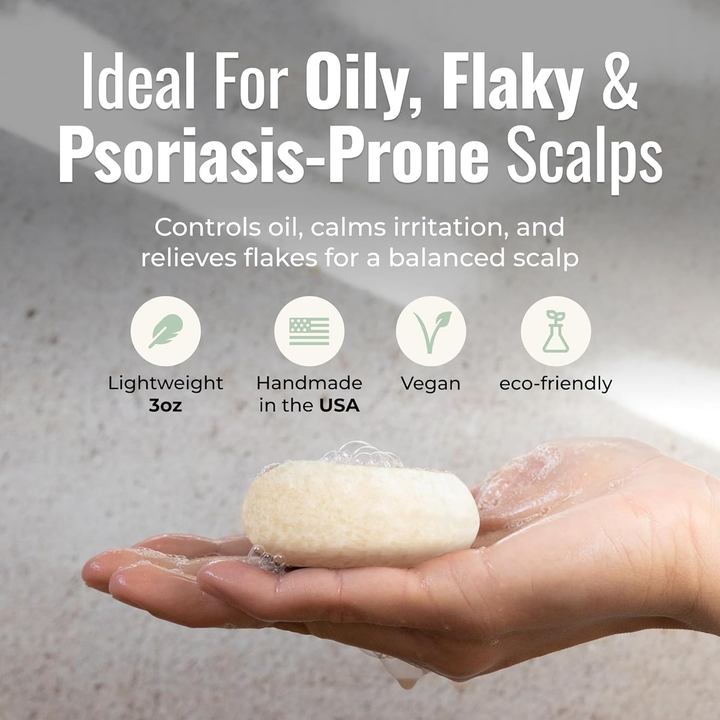 Peppermint Breeze Shampoo Bar, Vegan Solid Hair Cleanser with Refreshing Peppermint, for Oily Hair, Dandruff, and Psoriasis, Zero Waste, Travel-Friendly, Clean Beauty