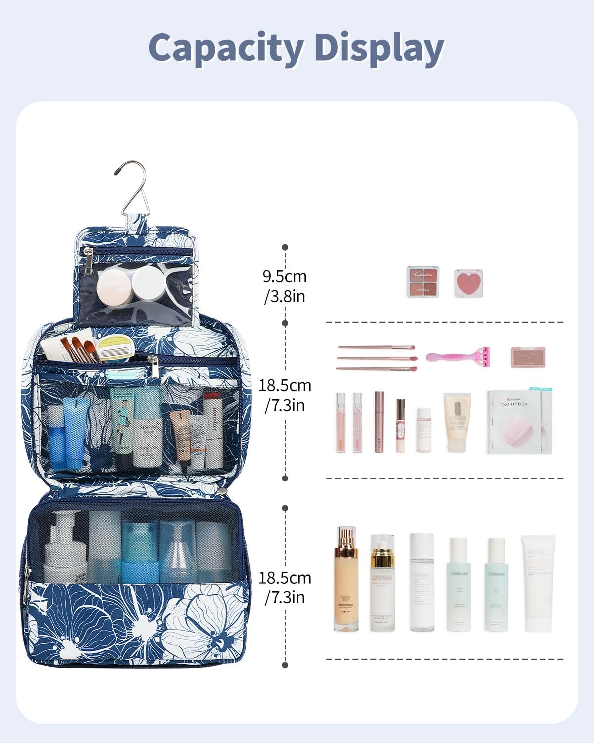 Narwey Small Hanging Travel Toiletry Bag for Women, Travel Bag for Toiletries, Makeup Bag Organizer Cosmetic Bags Make Up Bags for Girls