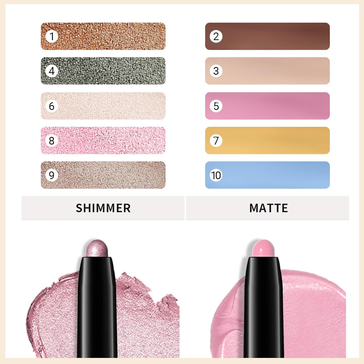 Erinde Waterproof Eyeshadow Stick, Cream Eye Shadow Stick, Long-Lasting, Crease-Proof, Cream to Powder Buildable & Blendable Eye Shadow Pencils Crayon, Vegan & Cruelty-Free, 05 Pink