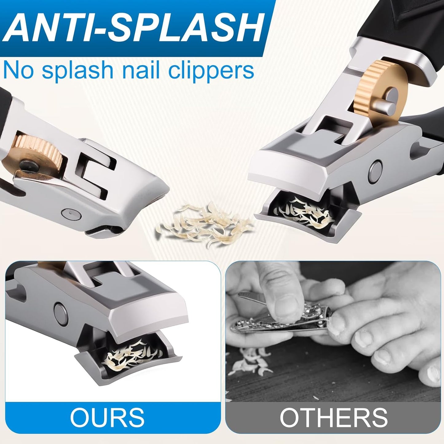 Goredny Orthoclip Nail Clippers for Thick Toenails, Wide Mouth Long Handle Toenail Clipper for Seniors and Men, with Anti-Slip Grip, Sharp Blades (Slanted & Flat Head)