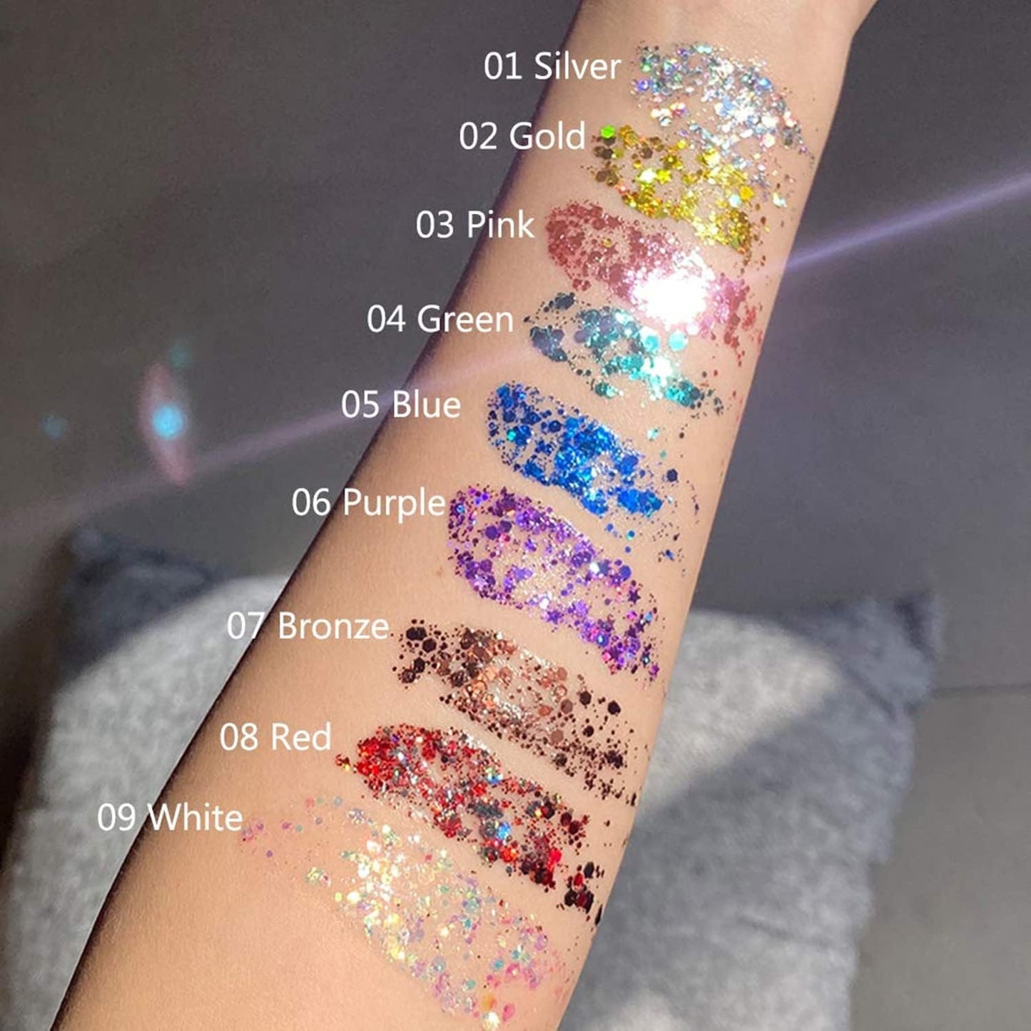 MAEPEOR Chunky Face Body Glitter Gel 19 Colors Mermaid Sequins Holographic Body Glitter Gel Long-Lasting Festival Makeup Glitter Paint for Face Body Hair Nails (30g, 05 Blue)