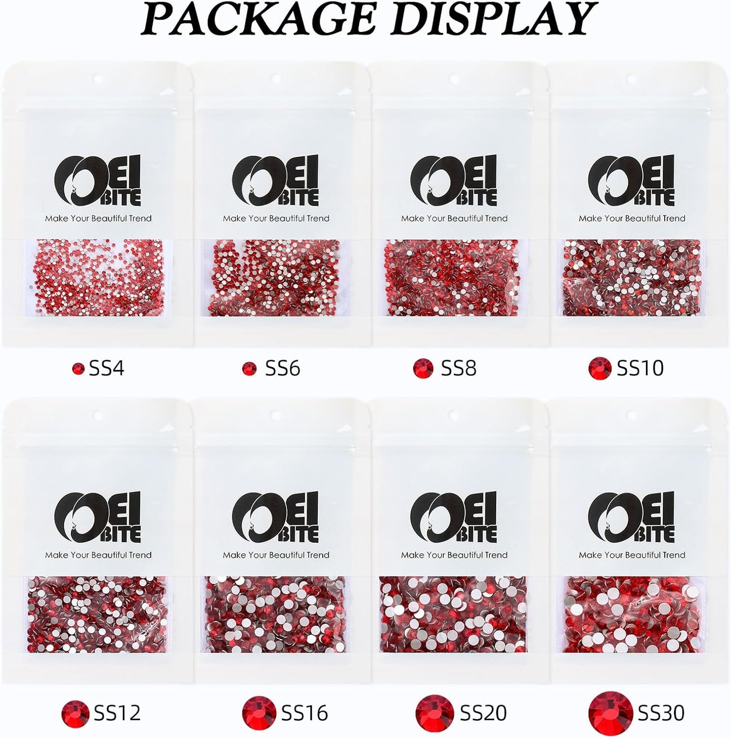 Light Siam Flatback Rhinestones, Glass Rhinestones for Nail Art and Craft, Glue Fix, Loose Crystal Gemstones(Red, SS8, 1440pcs, 2.3-2.5mm)