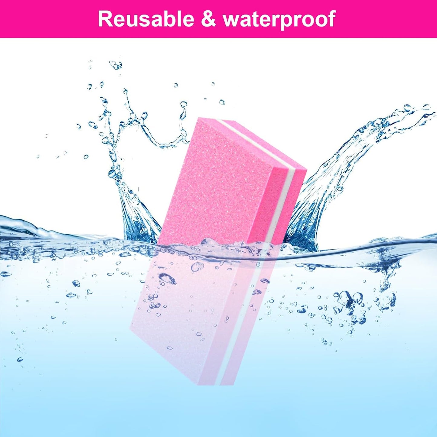 Buffer Block Nail File, 100/180 Grit Sponge Nail Buffers for Acrylic Nails, Mini Buffing Block Double Sided for Manicure Tools 30 Count - Pink