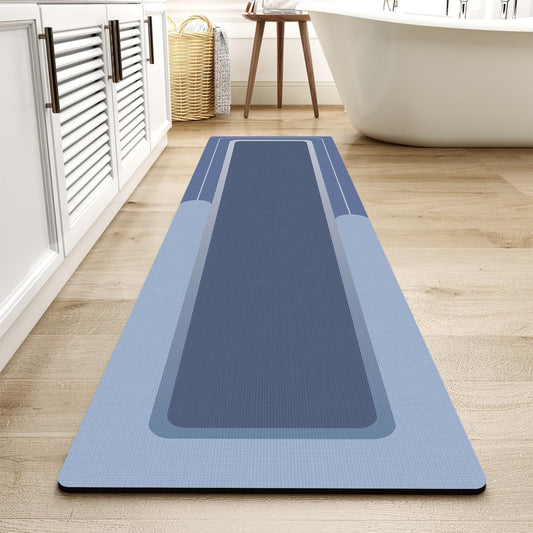 MontVoo-Bath Mat Rug Long Non Slip Super Absorbent Bathroom Runner Stain Resistant Quick Dry Thin Bathroom Mat Fit Under Door-24"x70",Navy