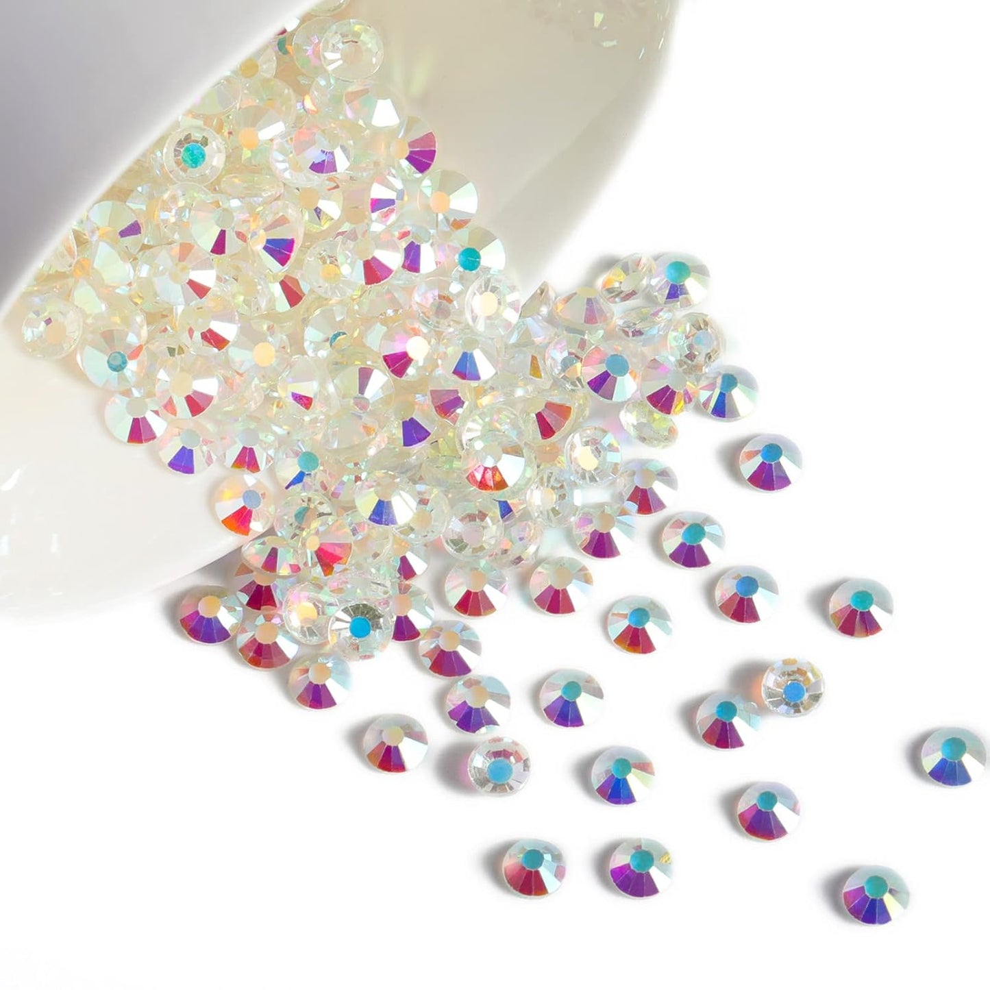 Beadsland 288 Pieces Flat Back Crystal Rhinestones Round Gems,Transparent AB, SS34,7.1-7.3mm