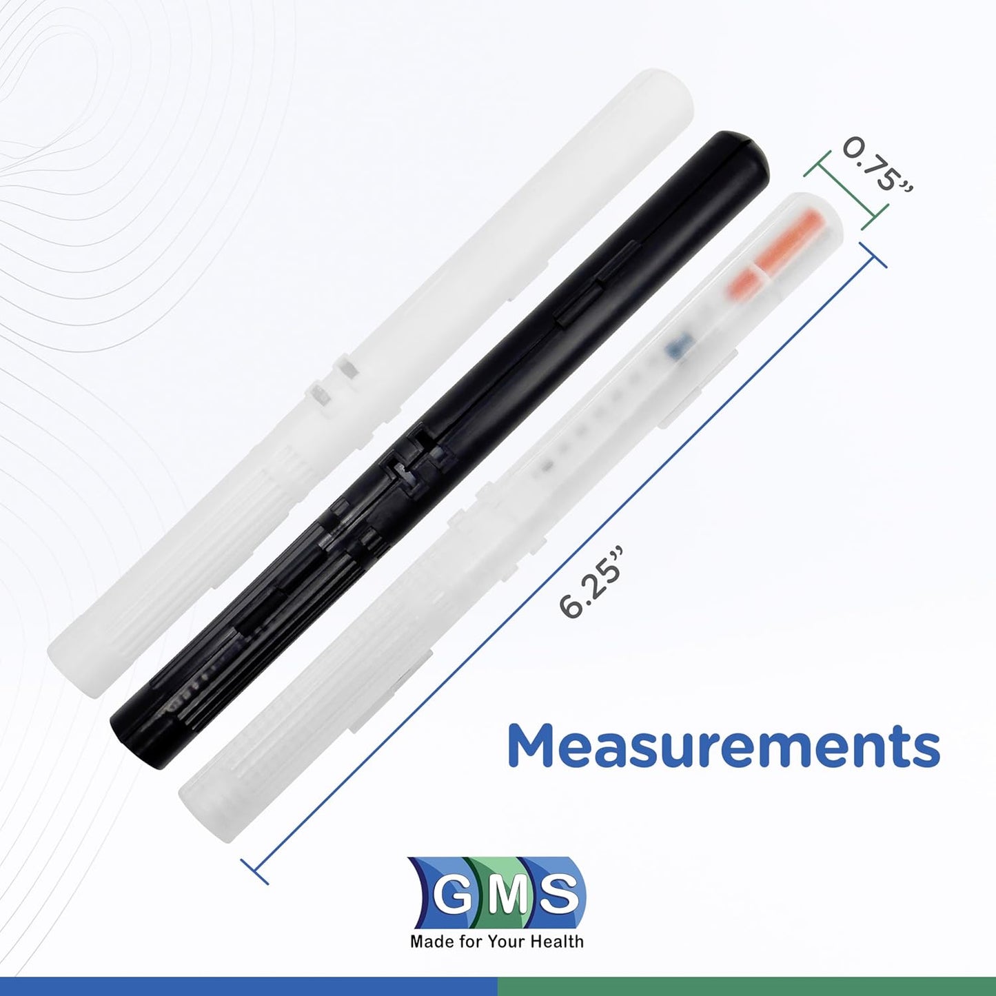 GMS 60 Unit Syringe Case - Holds New, Prefilled & Used Syringes with Needles - Small & Discreet - Ideal for Travel - Sharps Container - 2 Pack - White