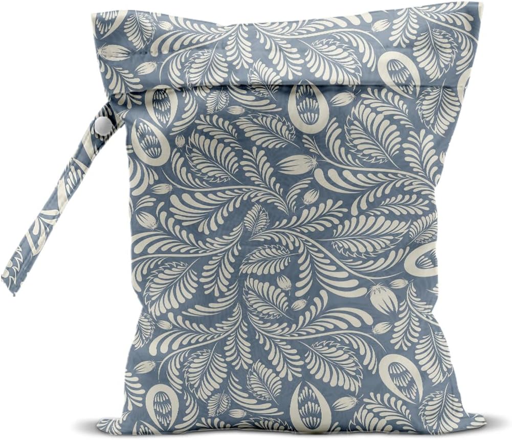 Plant Wet Bags 12x10 Inch, Leaves Waterproof Reusable Wet Dry Bags, Washable Travel Laundry Bag for Swimsuit Pool Beach Diapers Dirty Yoga Gym Clothes, Plant Gifts for Women Friend Travelers