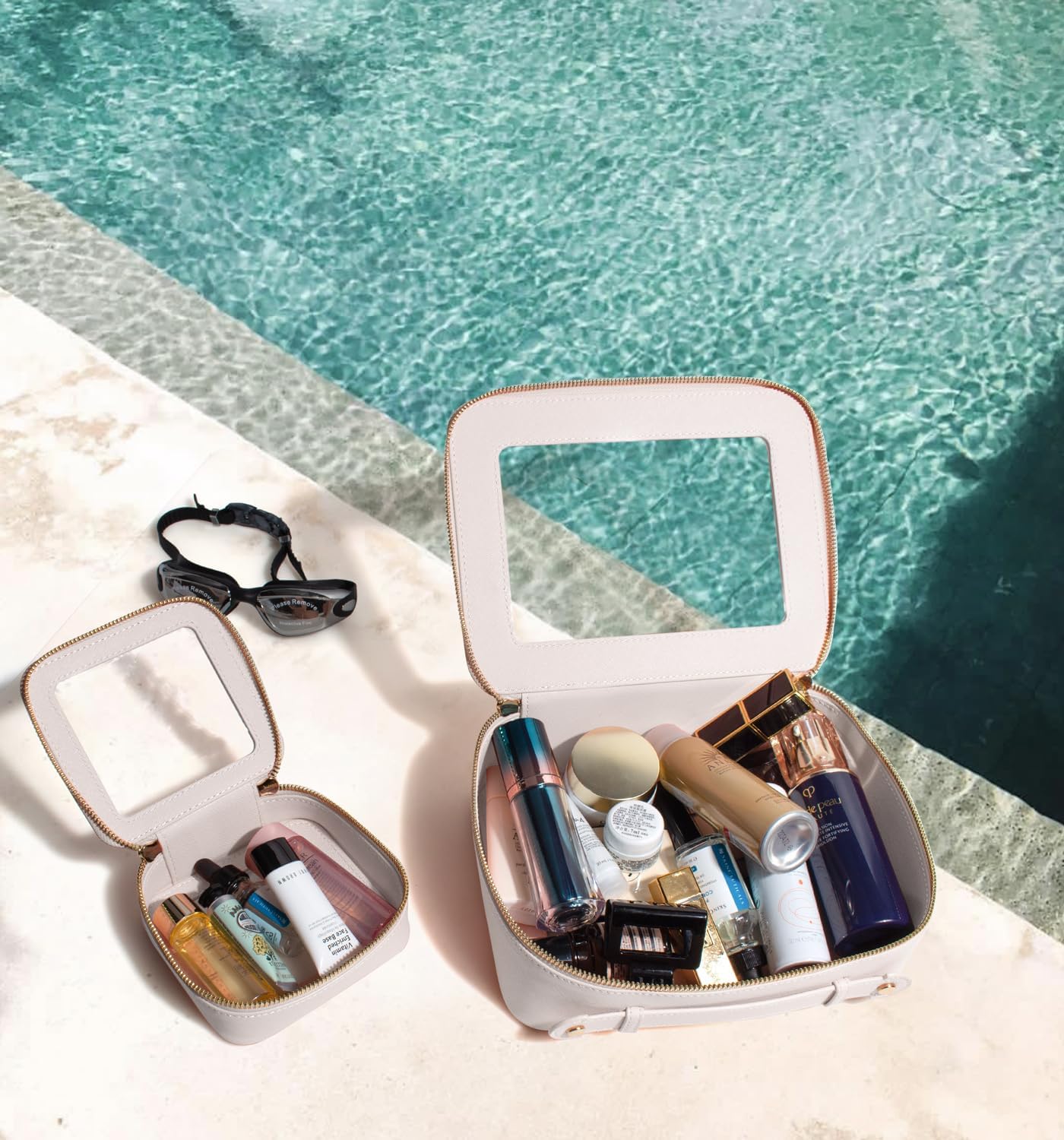 Travel Clear Makeup Bag Set, TSA Approved Cosmetic Bag Case with Zipper Portable Makeup Pouch Toiletry Bag Women Traveling Cosmetic Organizer Storage Bag Car Organizer Car Essentials for Women