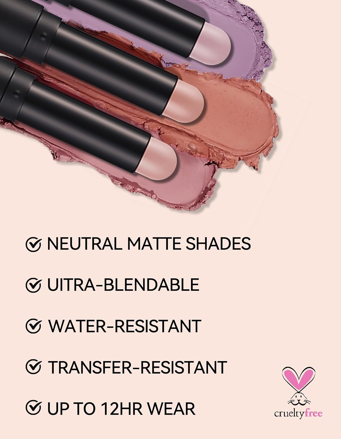 Erinde Waterproof Cream Eyeshadow Stick, Matte Nude Eye Shadow Sticks, Longwear Blendable High Pigmented, Neutral Eye Shadow Sticks Matte for Older Eyes, Smokey Eyeshadow Pencil Crayon, 12 Warm Brown