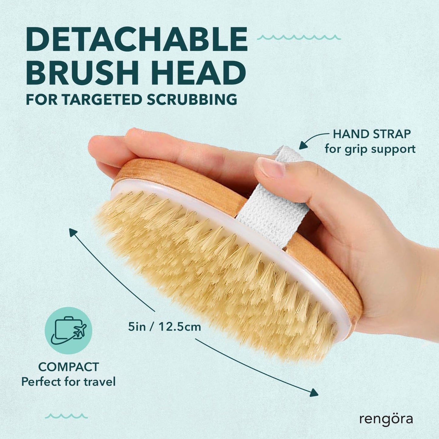Long Handled Shower Brush for Body, 20" Back Scrubber, Body Scrubber for Men and Women, Ergonomic Wooden Handle for Better Reach - Firm Boar Bristles