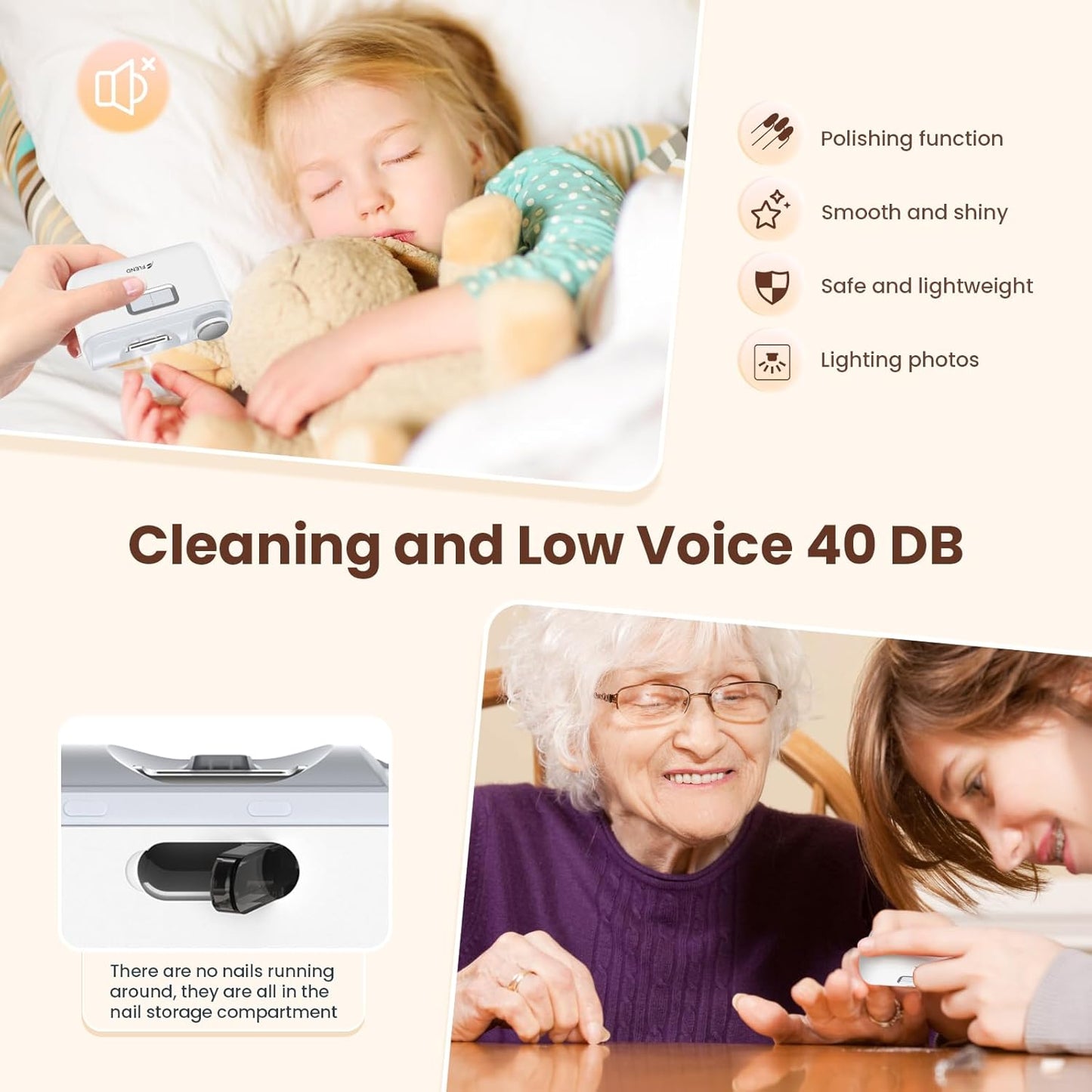 Electric Nail Clipper,Automatic Nail Clipper,Rechargeable 2 Speed Nail Clippers Set,45DB Nail Kit,LED Light Electric Nail Clippers for Kids,Adults,Seniors,2 in 1Design Manicure Set Portable White