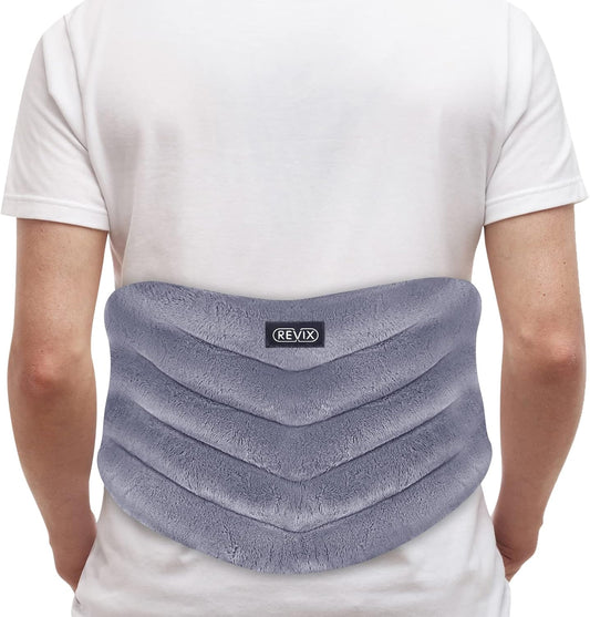 REVIX Microwavable Heating Pad for Back, Extra Large Microwave Heated Pack with Moist Heat for Waist, Stomach, and Shoulder, Unscented Hot or Cold Pack, Gray
